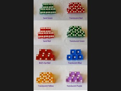 Sleeve of five numbered regulation casino dice - professional razor-edge precision dice in translucent colors