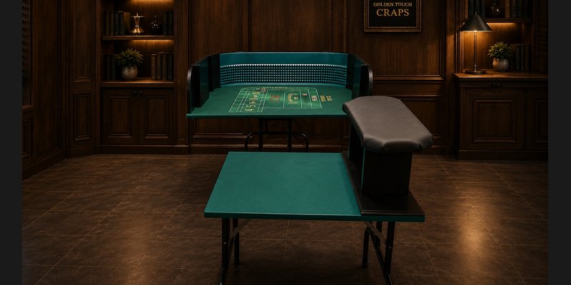Golden Touch Craps half craps table paired with the throwing station — complete two-piece dice control practice setup